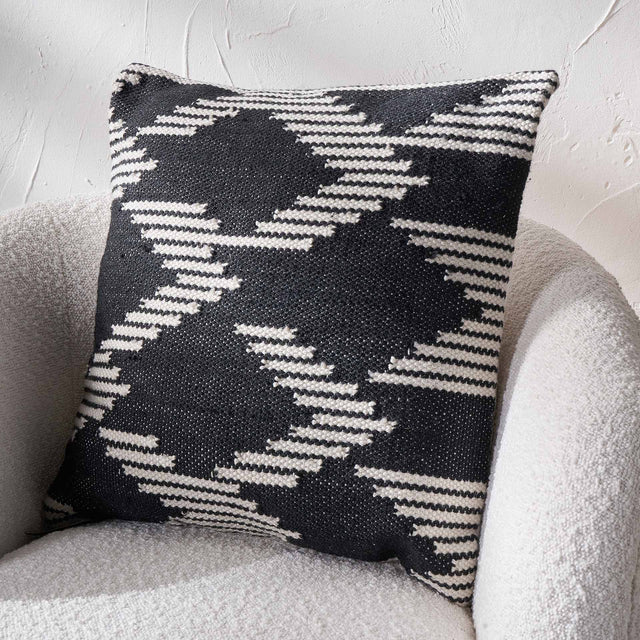Indoor Outdoor Recycled Black  Chevron Design Scatter Cushion