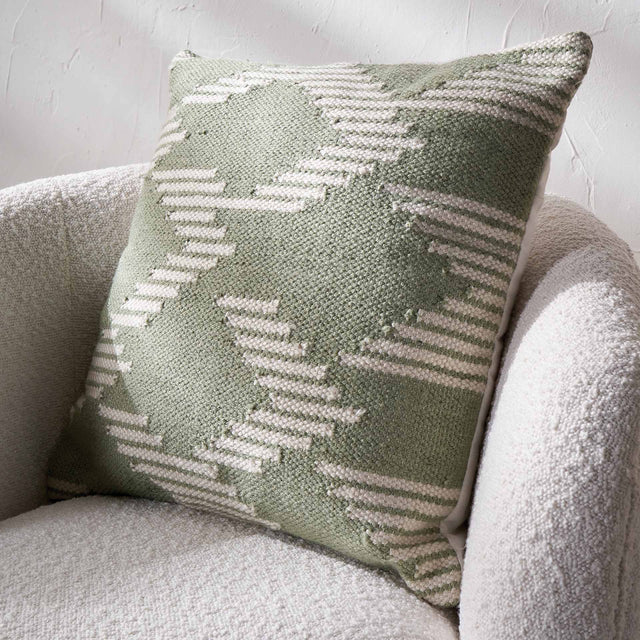 Indoor Outdoor Recycled  Sage Chevron Design Scatter Cushion