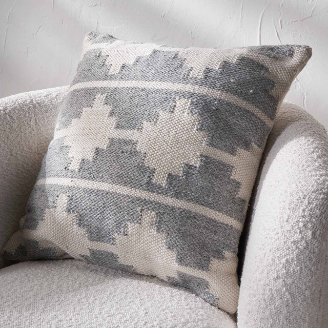 Indoor Outdoor Recycled Grey Moroccan Design Scatter Cushion