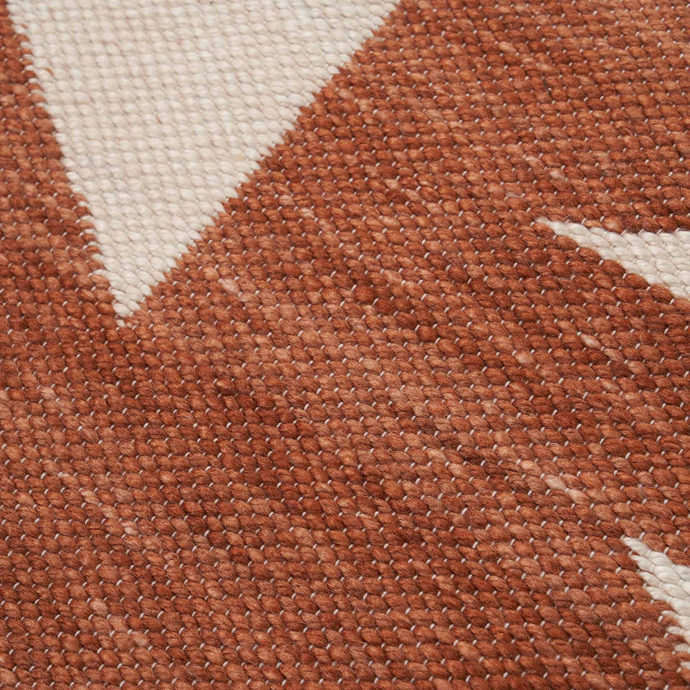 Indoor Outdoor Terracotta and Ivory Geometric Design Rug