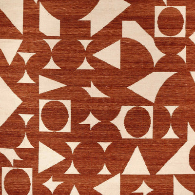 Indoor Outdoor Terracotta and Ivory Geometric Design Rug