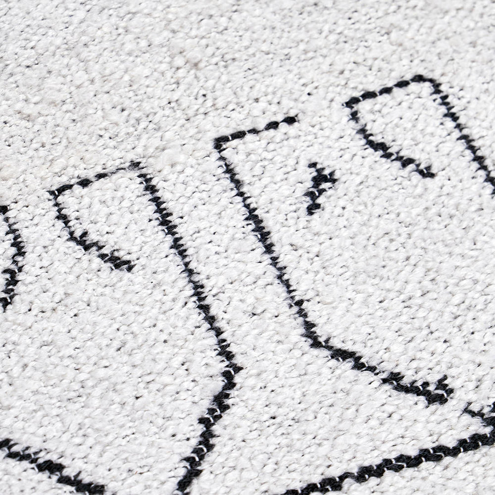 Indoor Outdoor White and Black Greek Key Design Rug Large