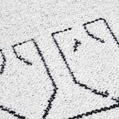 Indoor Outdoor White and Black Greek Key Design Rug Large