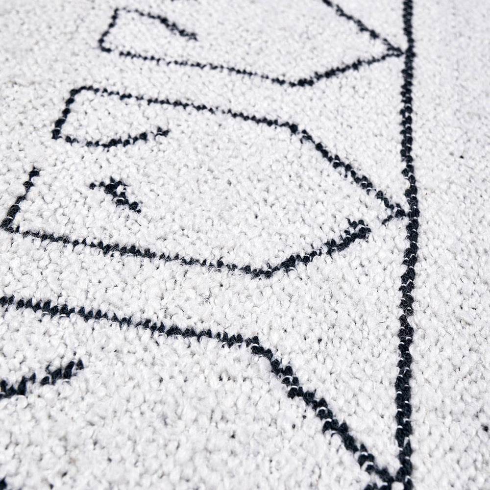 Indoor Outdoor White and Black Greek Key Design Rug