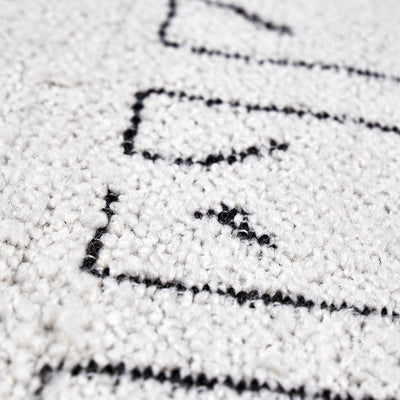 Indoor Outdoor White and Black Greek Key Design Rug Large