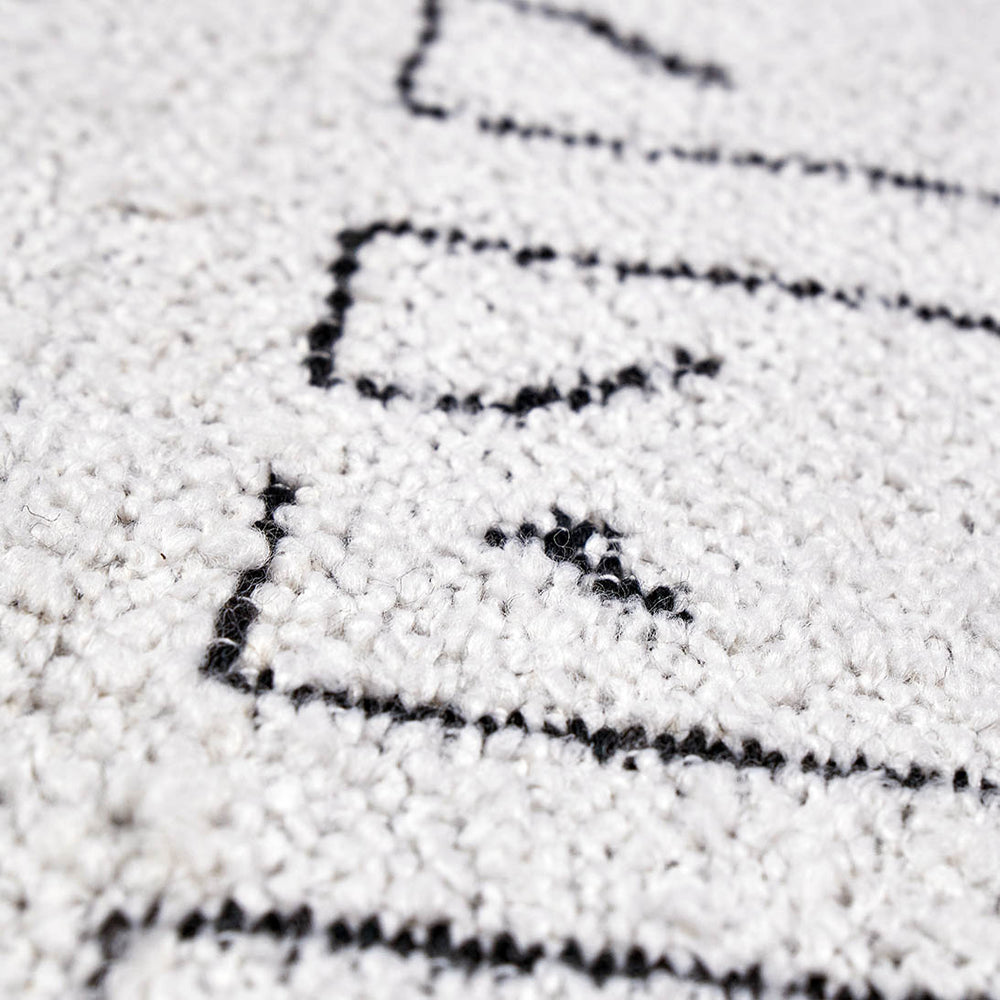 Indoor Outdoor White and Black Greek Key Design Rug