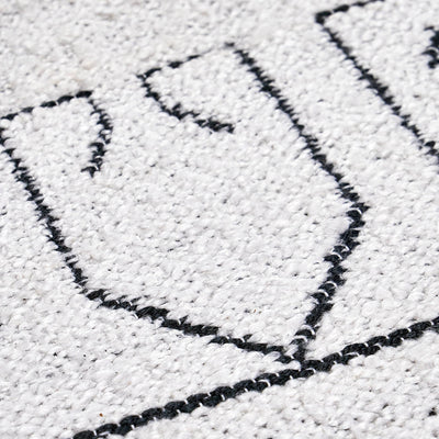 Indoor Outdoor White and Black Greek Key Design Rug Large