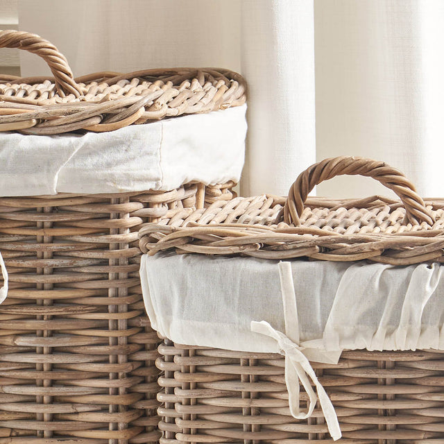 Medan Grey Kubu Lined Baskets S/2