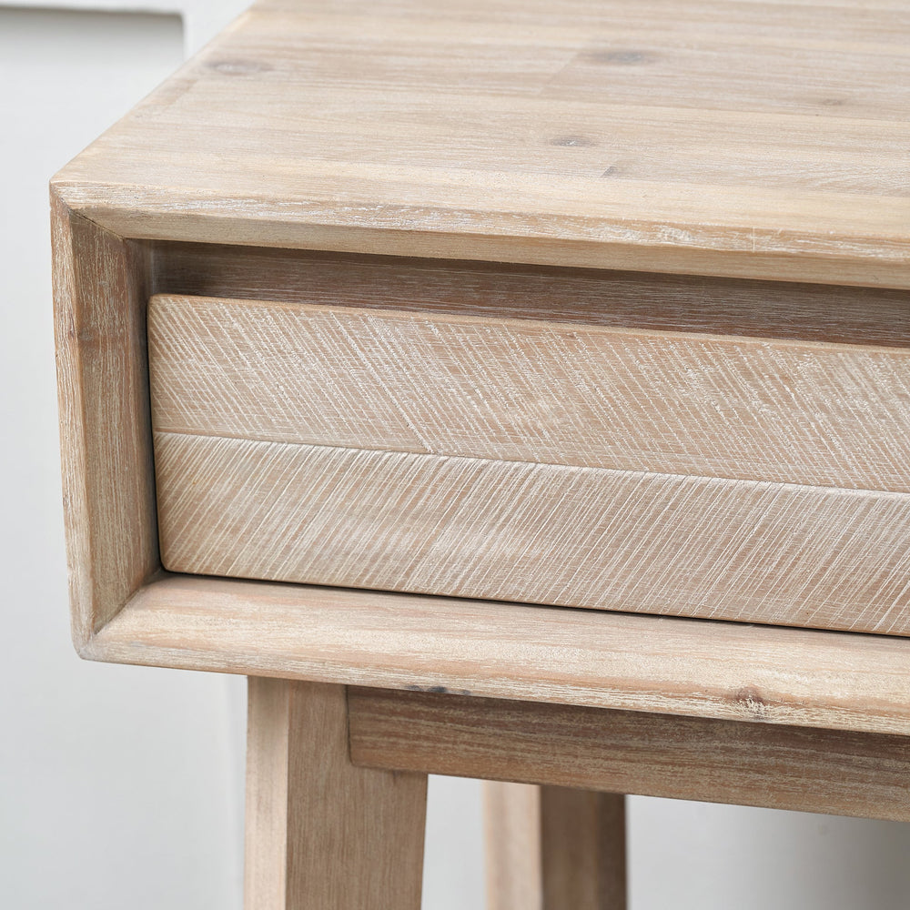 Herning Sand Wash Acacia Wood 1 Drawer Bedside Table Set Of 2