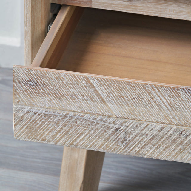 Herning Sand Wash Acacia Wood 3 Drawer Bedside Table Set Of 2