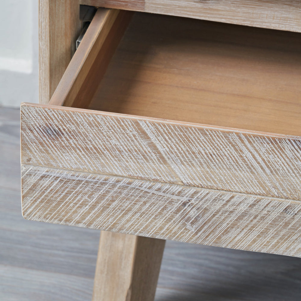 Herning Sand Wash Acacia Wood 3 Drawer Bedside Table Set Of 2