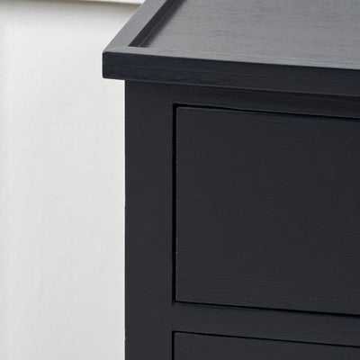 Bloomsbury Satin Black Pine Wood 3 Drawer Bedside Table Set Of 2