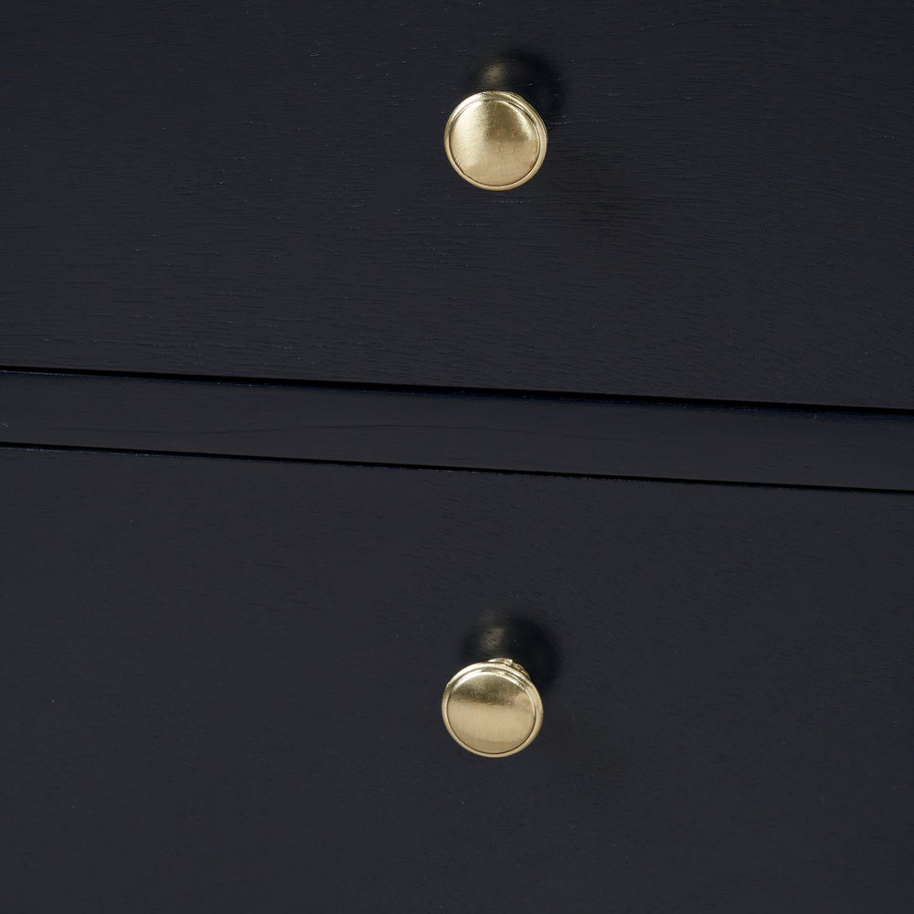 Bloomsbury Satin Black Pine Wood 3 Drawer Bedside Table Set Of 2