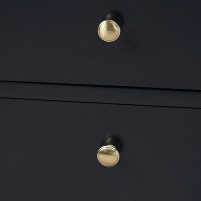 Bloomsbury Satin Black Pine Wood 3 Drawer Bedside Table Set Of 2