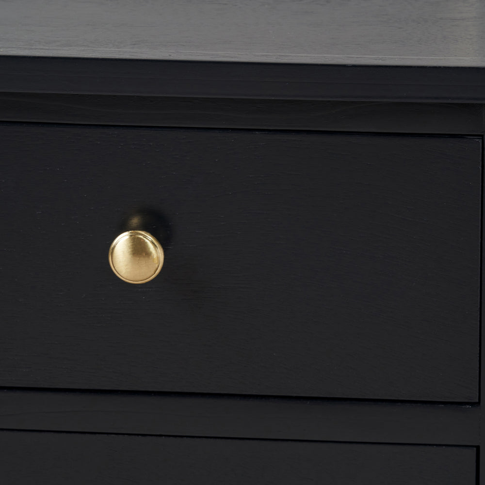 Bloomsbury Satin Black Pine Wood 3 Drawer Bedside Table Set Of 2