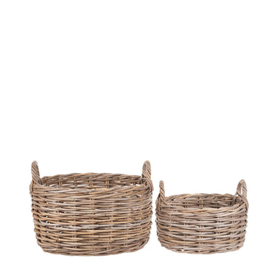 Temba Grey Kubu Oval Baskets S/2