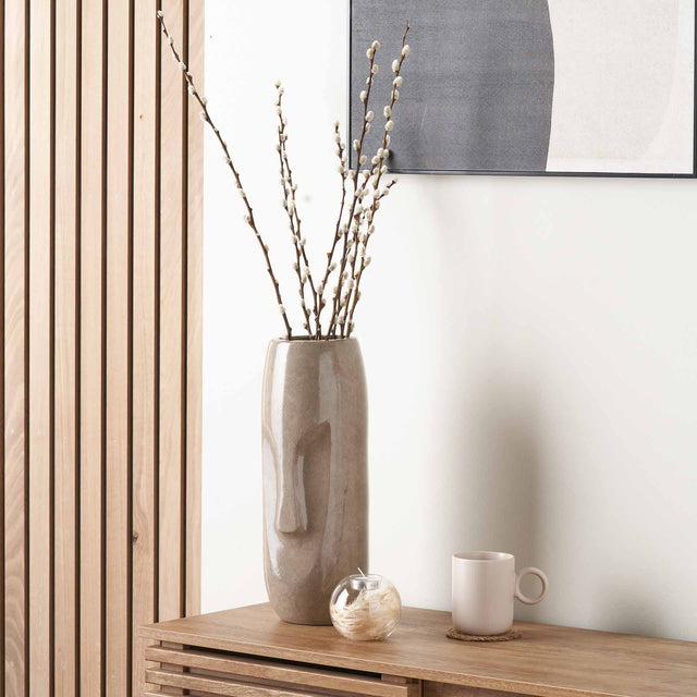 Cara Grey Face Tall Stoneware Vase | Ruma