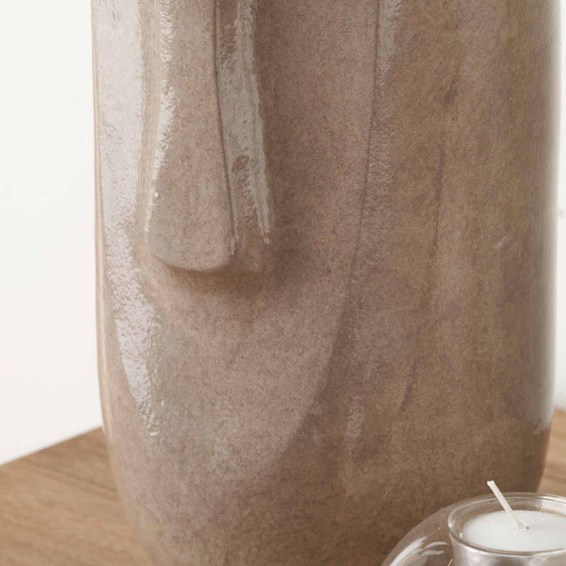 Cara Grey Face Tall Stoneware Vase | Ruma