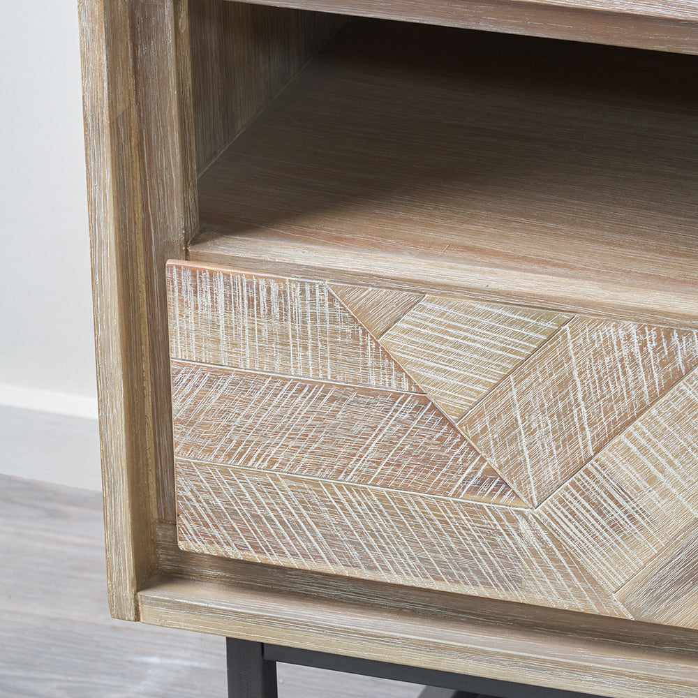 Renzo Acacia Wood Bedside Table Set Of 2