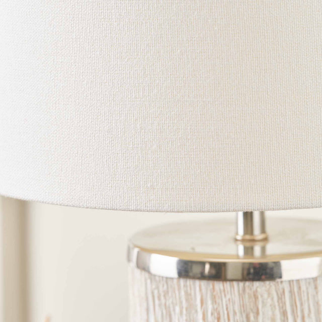 Audra White Wash Wood Column Table Lamp