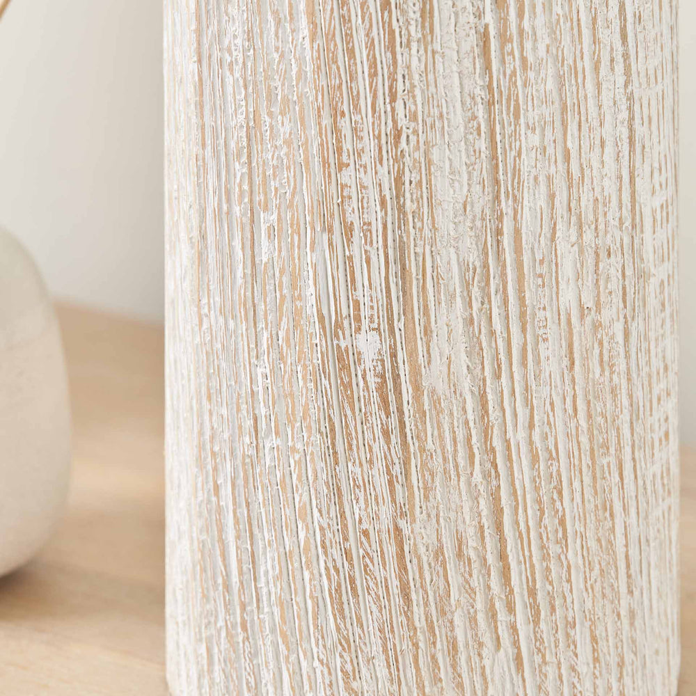 Audra White Wash Wood Column Table Lamp