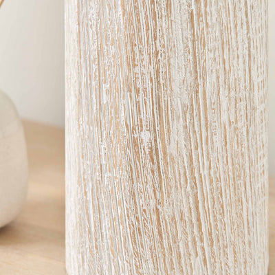 Audra White Wash Wood Column Table Lamp