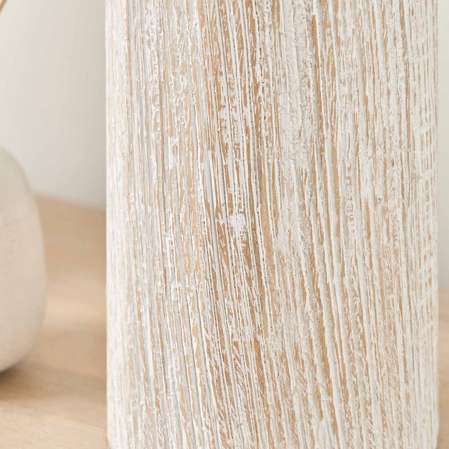 Audra White Wash Wood Column Table Lamp