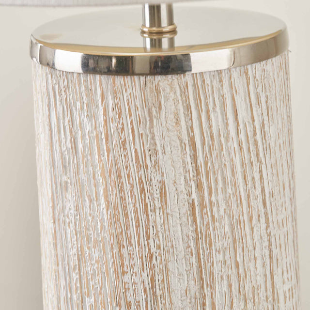 Audra White Wash Wood Column Table Lamp