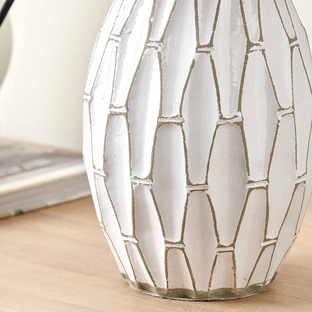 Lloyd Geometric White Stoneware Table Lamp Base