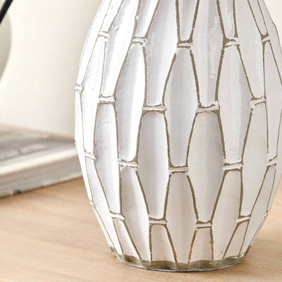 Lloyd Geometric White Stoneware Table Lamp Base