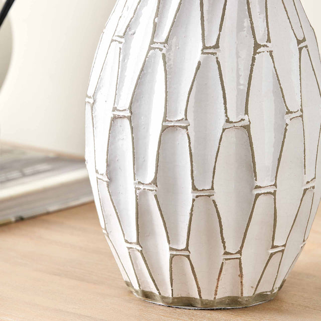 Lloyd Geometric White Stoneware Table Lamp Base
