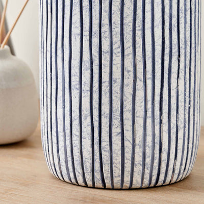 Agnes Blue and White Striped Stoneware Table Lamp Base