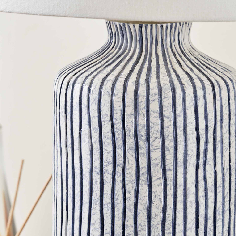 Agnes Blue and White Striped Stoneware Table Lamp Base