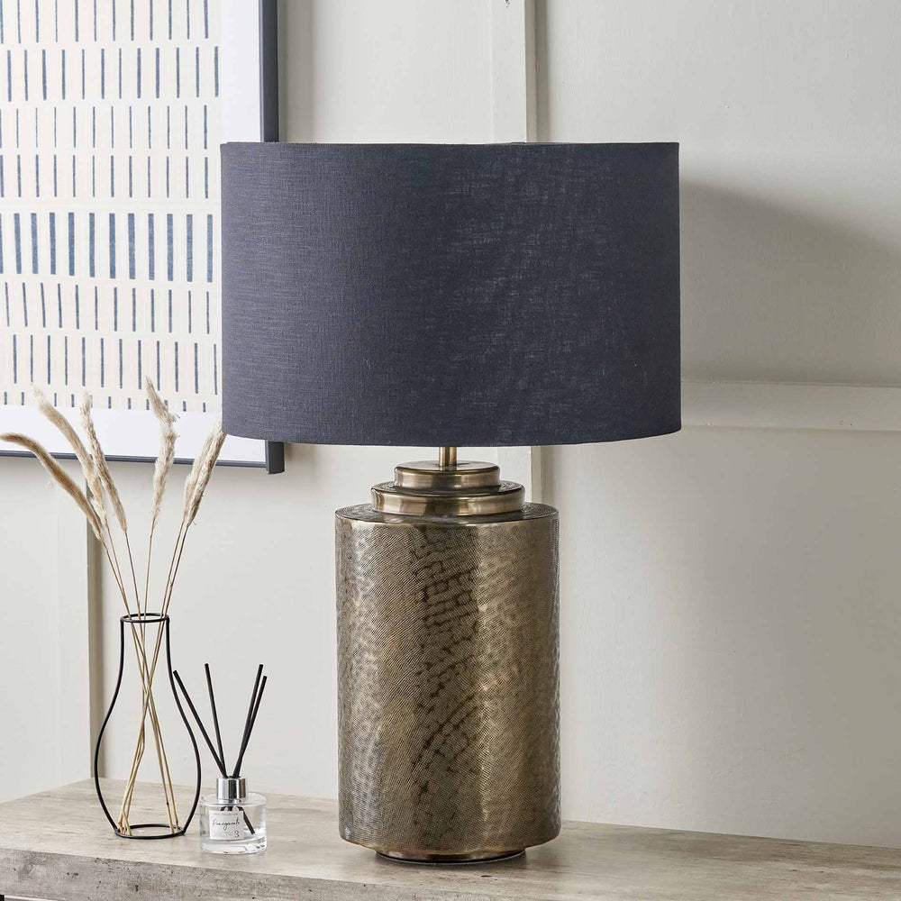 Antique Brass Metal Textured Table Lamp Lighting