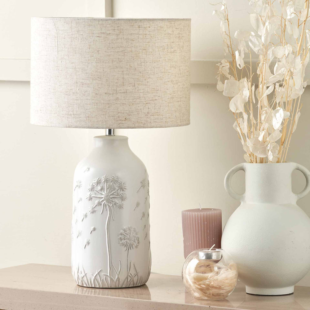 Dandelion White Ceramic Table Lamp