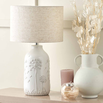 Dandelion White Ceramic Table Lamp
