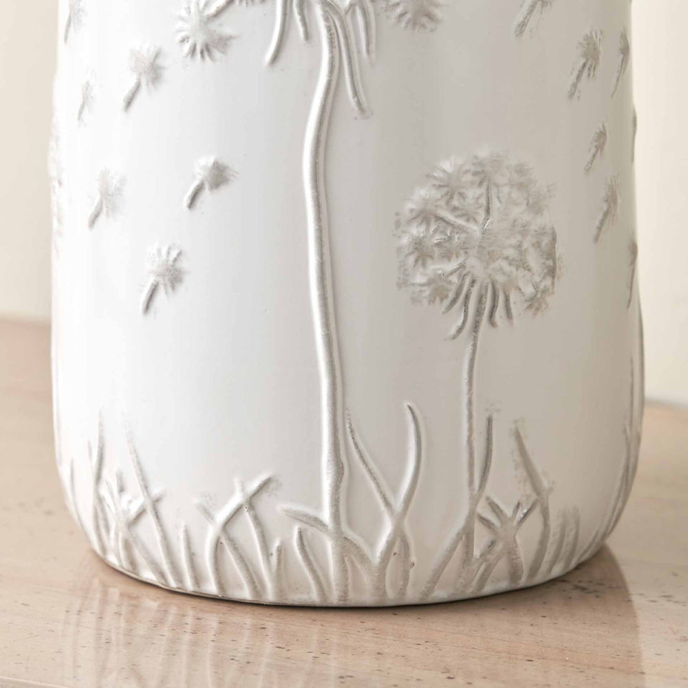 Dandelion White Ceramic Bedside Table Lamp Set Of 2