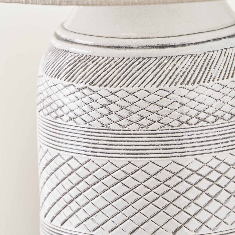 Euthalia White and Black Textured Stoneware Table Lamp Base