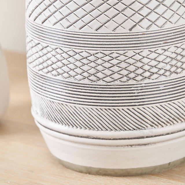 Euthalia White and Black Textured Stoneware Table Lamp Base
