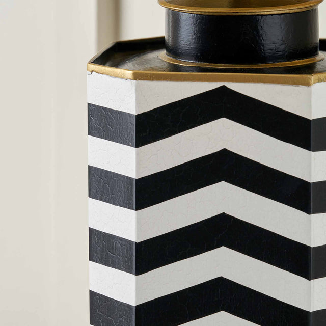 Miguel Black and White Chevron Hand Painted Table Lamp Base