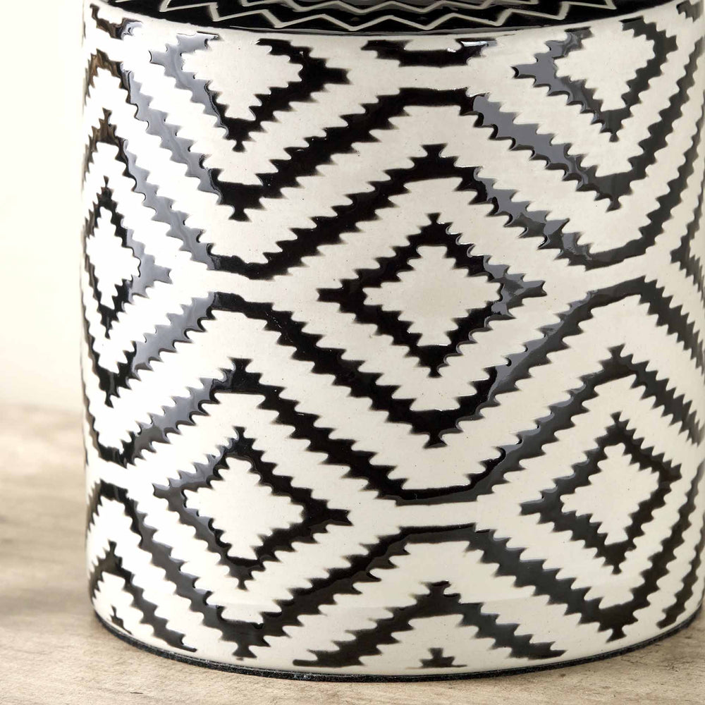 Chimalli Monochrome Ikat Ceramic Table Lamp Base
