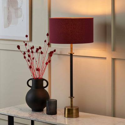 Jacques Black Croc and Antique Brass Table Lamp Base