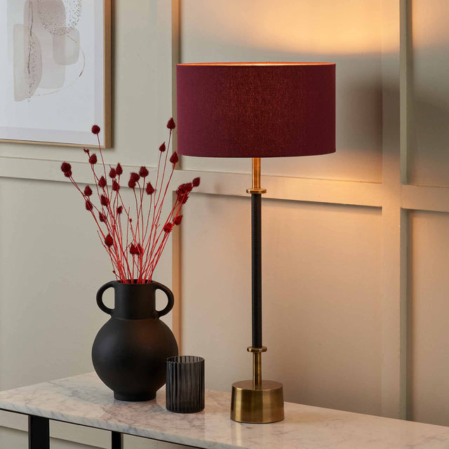 Jacques Black Croc and Antique Brass Table Lamp Base