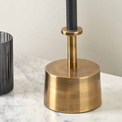 Jacques Black Croc and Antique Brass Table Lamp Base