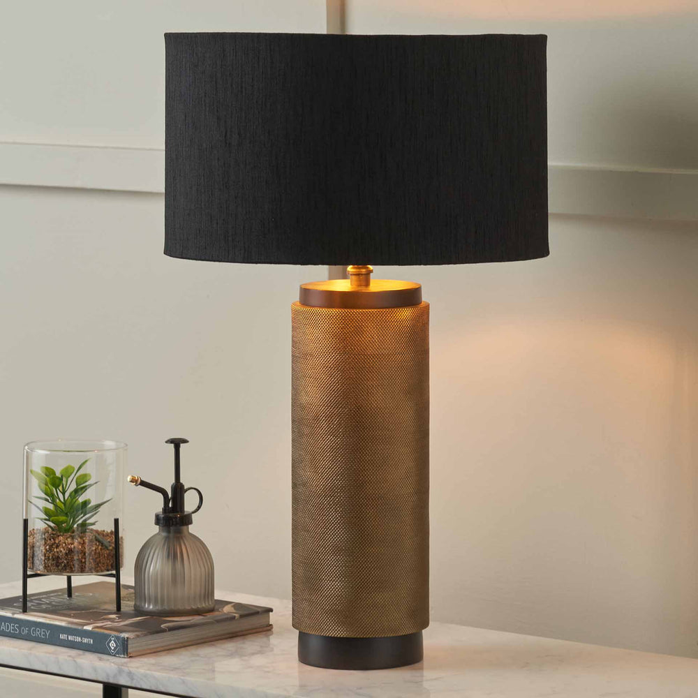 Atticus Brass and Black Textured Table Lamp Base