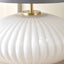 Aurelie White Ribbed Glass & Gold Oval Table Lamp Base