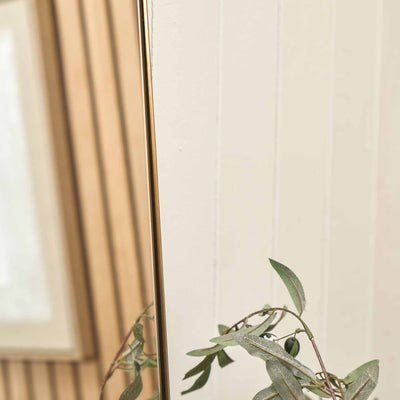 Esara Brushed Gold Slim Frame Arch Floor Mirror