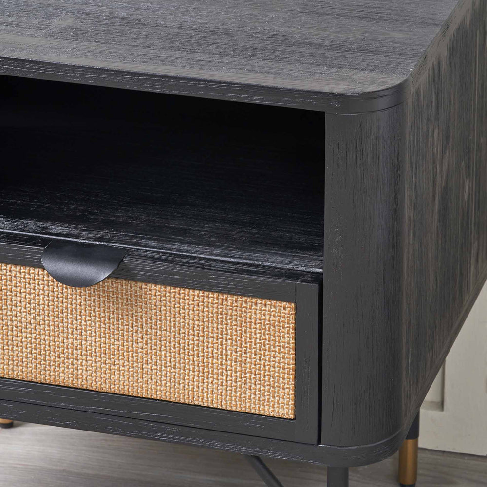 Nawi Black and Natural Rattan Bedroom Furniture Set