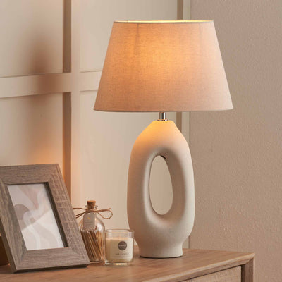 Aila Natural Tall Elipse Ceramic Table Lamp