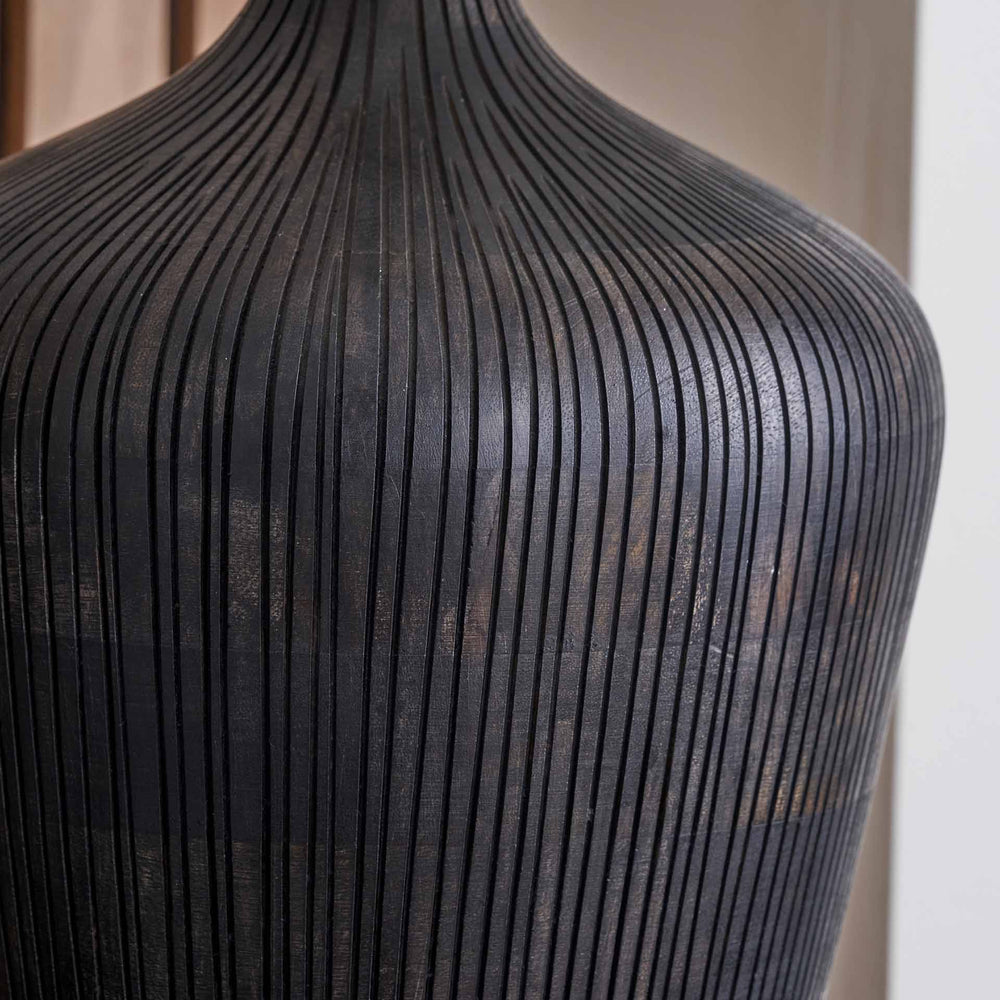 Margao Antique Black Wood Tall Table Lamp Base